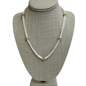 CHAPS Bright Silver Tone Multi Strand & Gold Tone Criss Cross Spacer Necklace